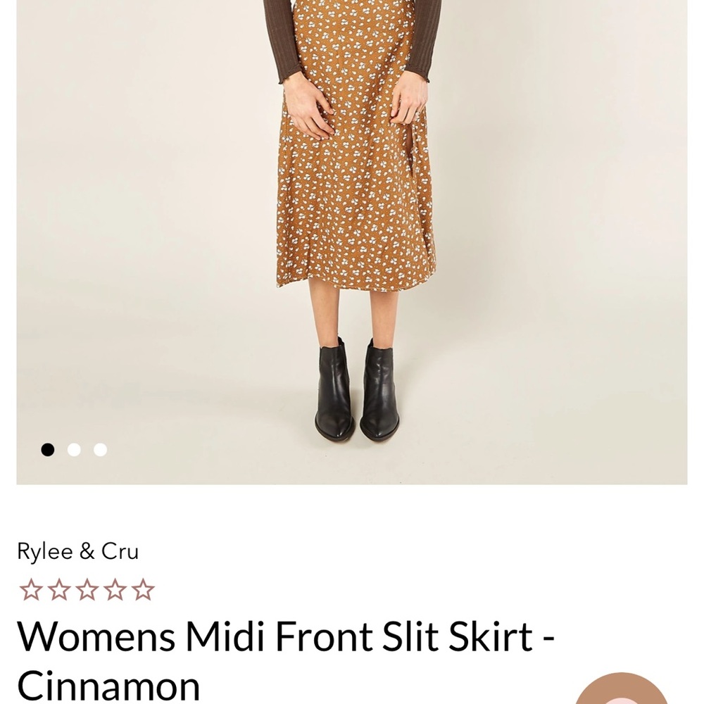 Rylee & Cru Womens Midi Front Slit Skirt-Cinnamon